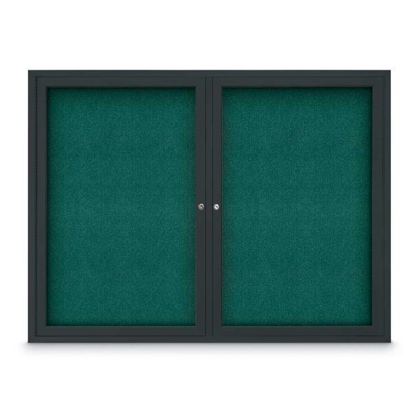 Sliding Door Indoor Enclosed Corkboard, 9, UNITED VISUAL PRODUCTS, Mfr# UV9029ACS-BRONZE-PEARL